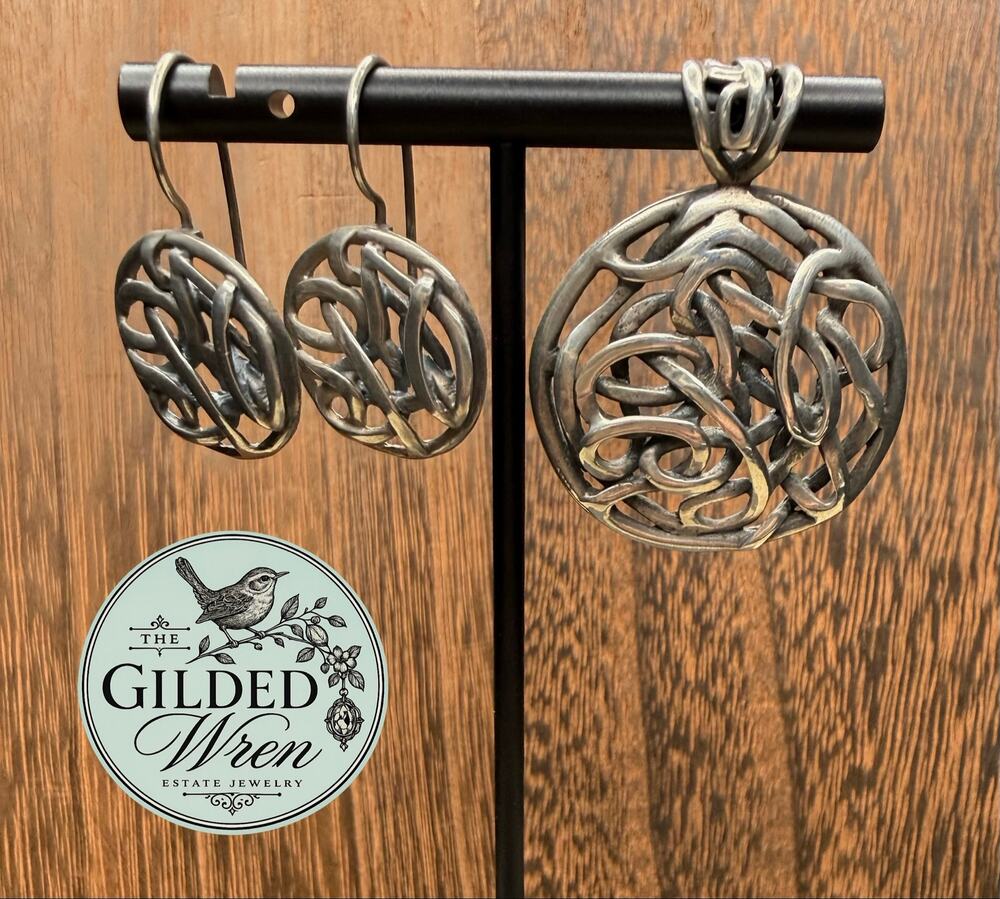 Silpada S1691 W1690 Sterling Silver Celtic Knot Pendant Earrings Set Retired